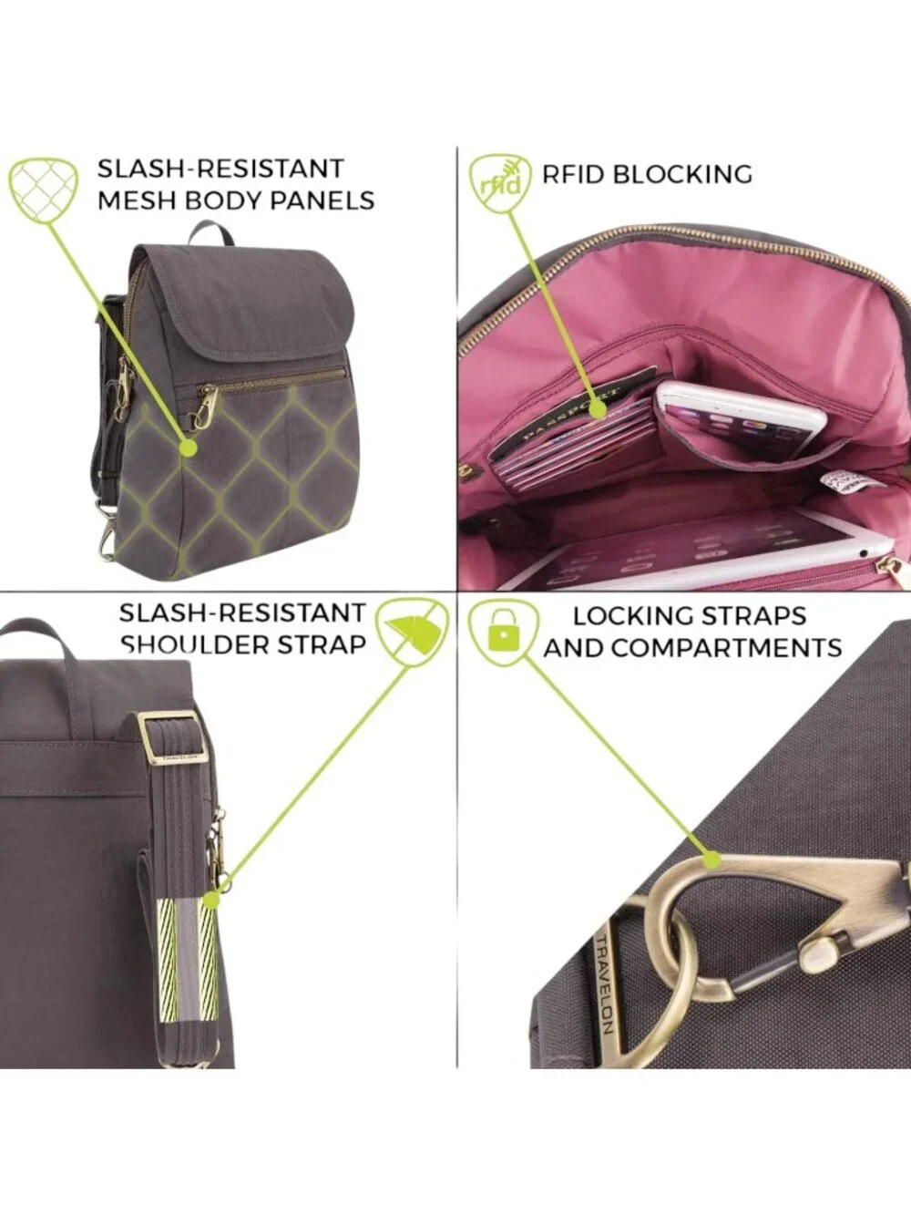 Travelon Anti-Theft Signature Slim Backpack - 11